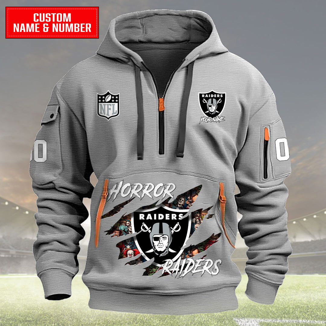 Las Vegas Raiders Halloween Horror Collection Personalize Quarter Zip Hoodie AZCAQZH000026