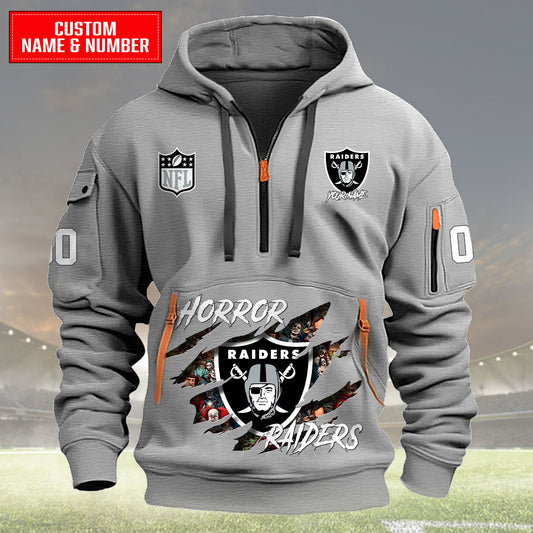 Las Vegas Raiders Halloween Horror Collection Personalize Quarter Zip Hoodie AZCAQZH000026