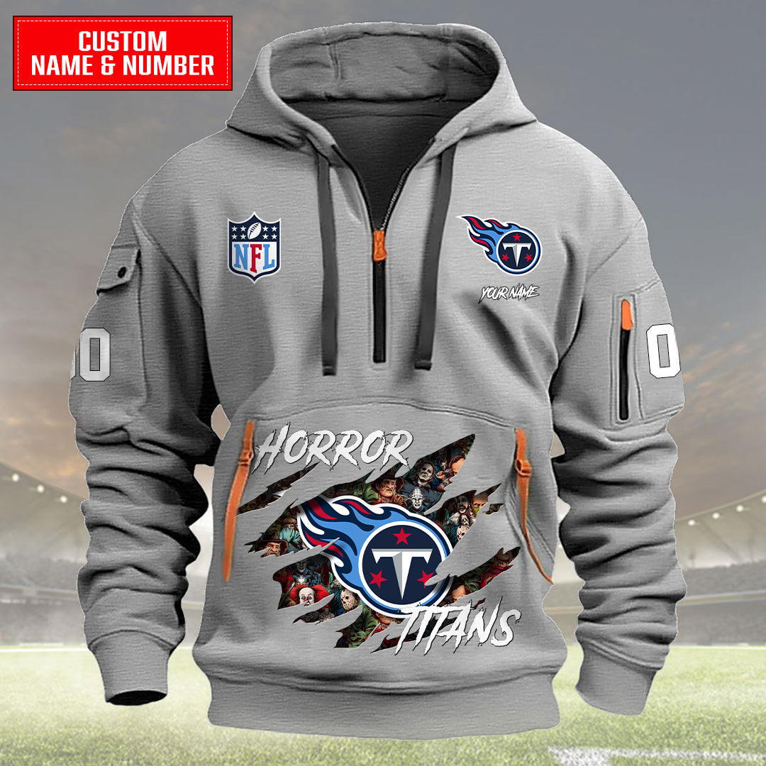Tennessee Titans Halloween Horror Collection Personalize Quarter Zip Hoodie AZCAQZH000032