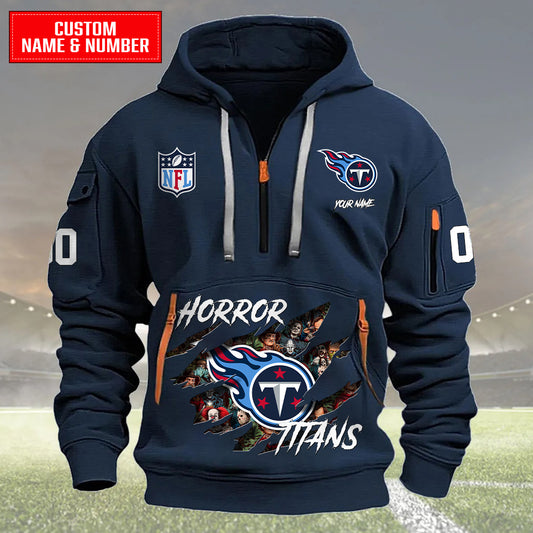 Tennessee Titans Halloween Horror Collection Personalize Quarter Zip Hoodie AZCAQZH000032