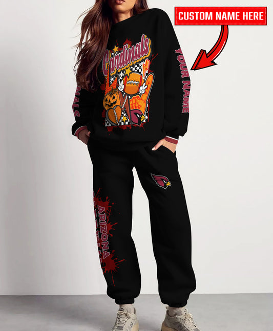 Arizona Cardinals Halloween Collection Unisex Sweatshirt And Sweatpants Set AZCASP000001Black