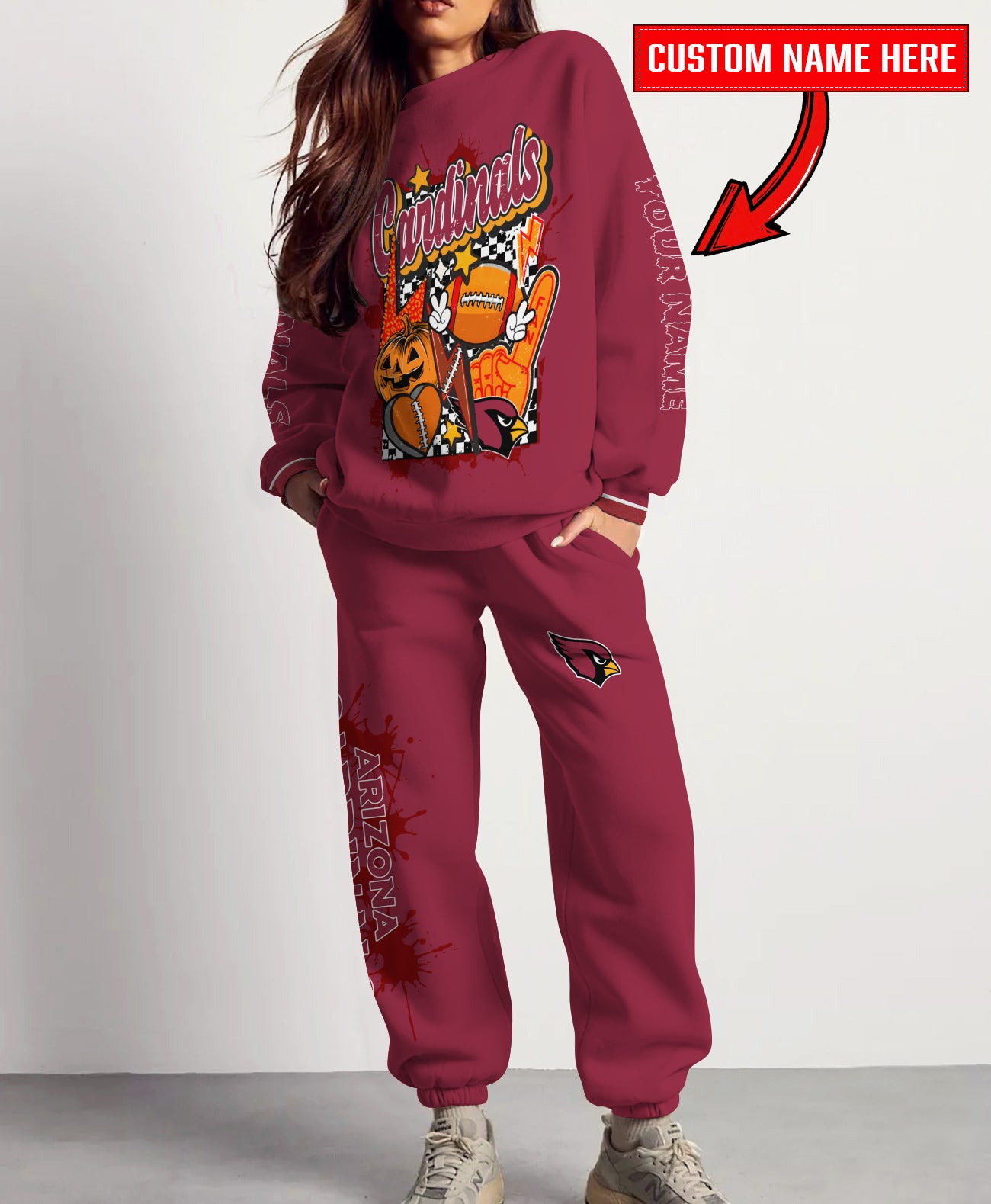 Arizona Cardinals Halloween Collection Unisex Sweatshirt And Sweatpants Set AZCASP000001Team Color