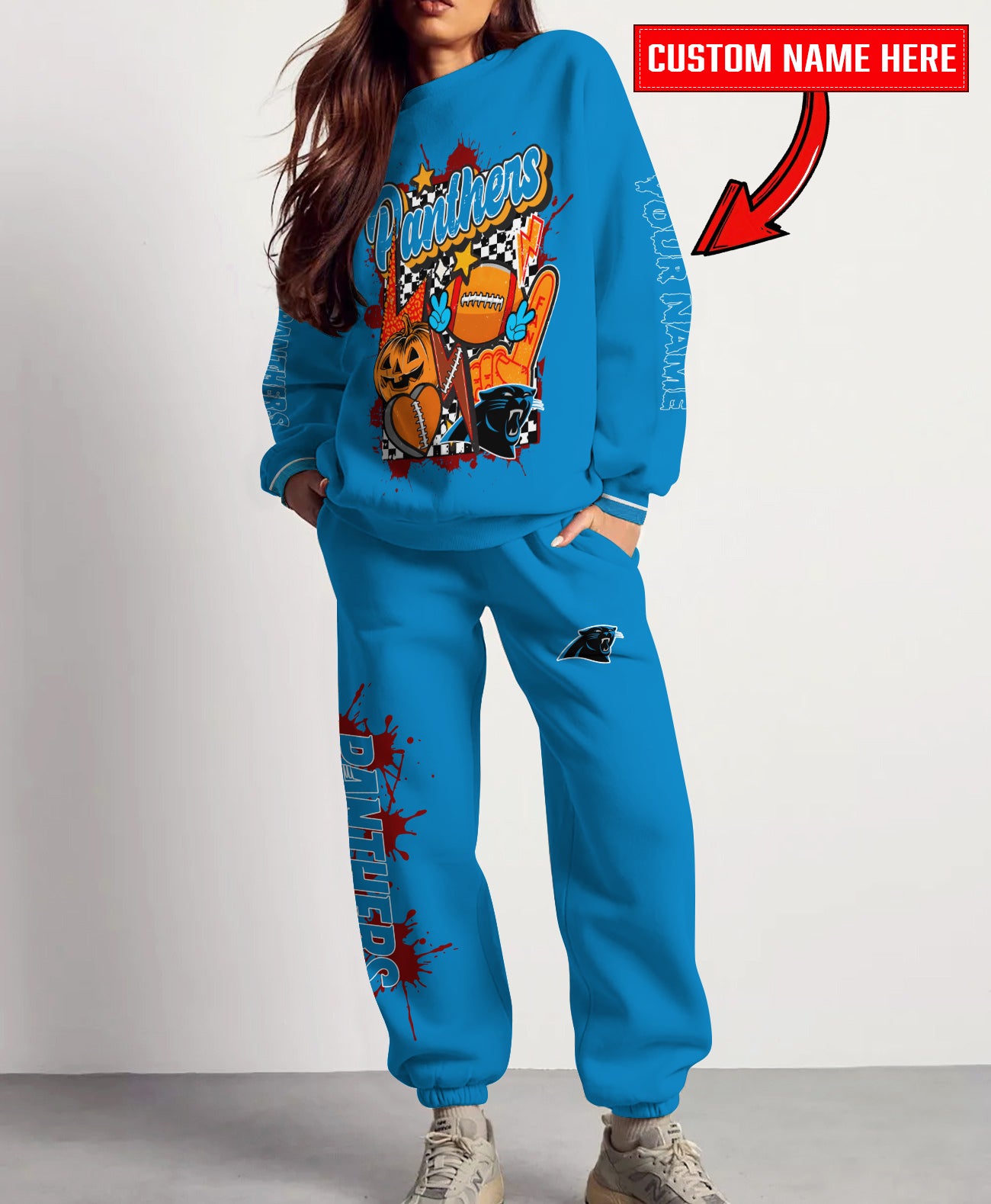 Carolina Panthers Halloween Collection Unisex Sweatshirt And Sweatpants Set AZCASP000003Team Color