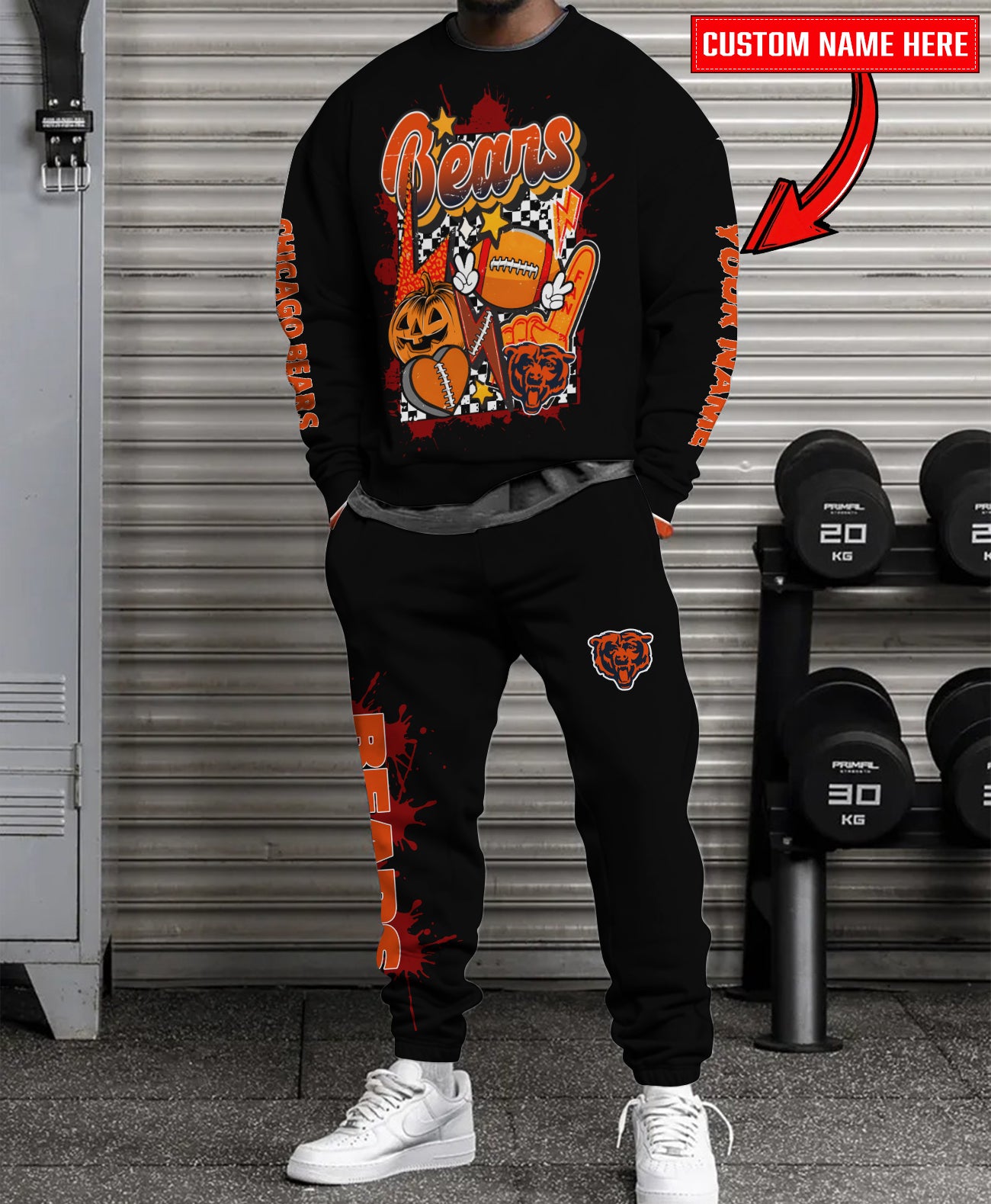 Chicago Bears Halloween Collection Unisex Sweatshirt And Sweatpants Set AZCASP000004Black