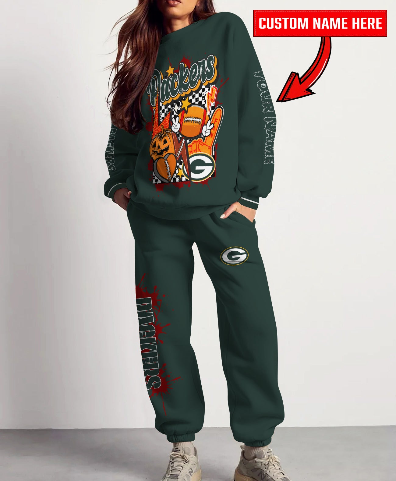 Green Bay Packers Halloween Collection Unisex Sweatshirt And Sweatpants Set AZCASP000007Team Color