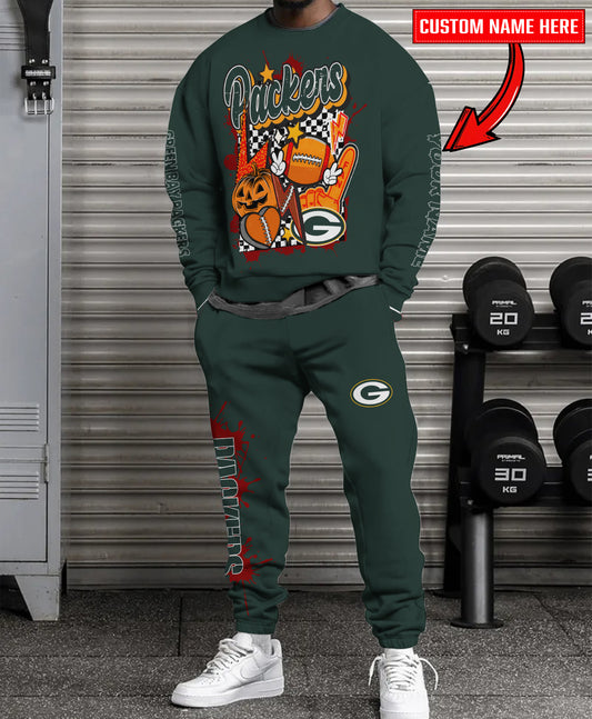 Green Bay Packers Halloween Collection Unisex Sweatshirt And Sweatpants Set AZCASP000007Team Color