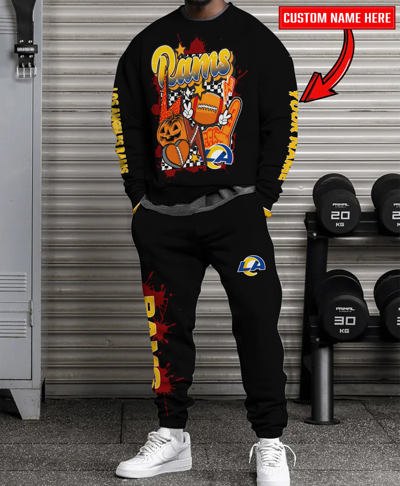 Los Angeles Rams Halloween Collection Unisex Sweatshirt And Sweatpants Set AZCASP000008Black