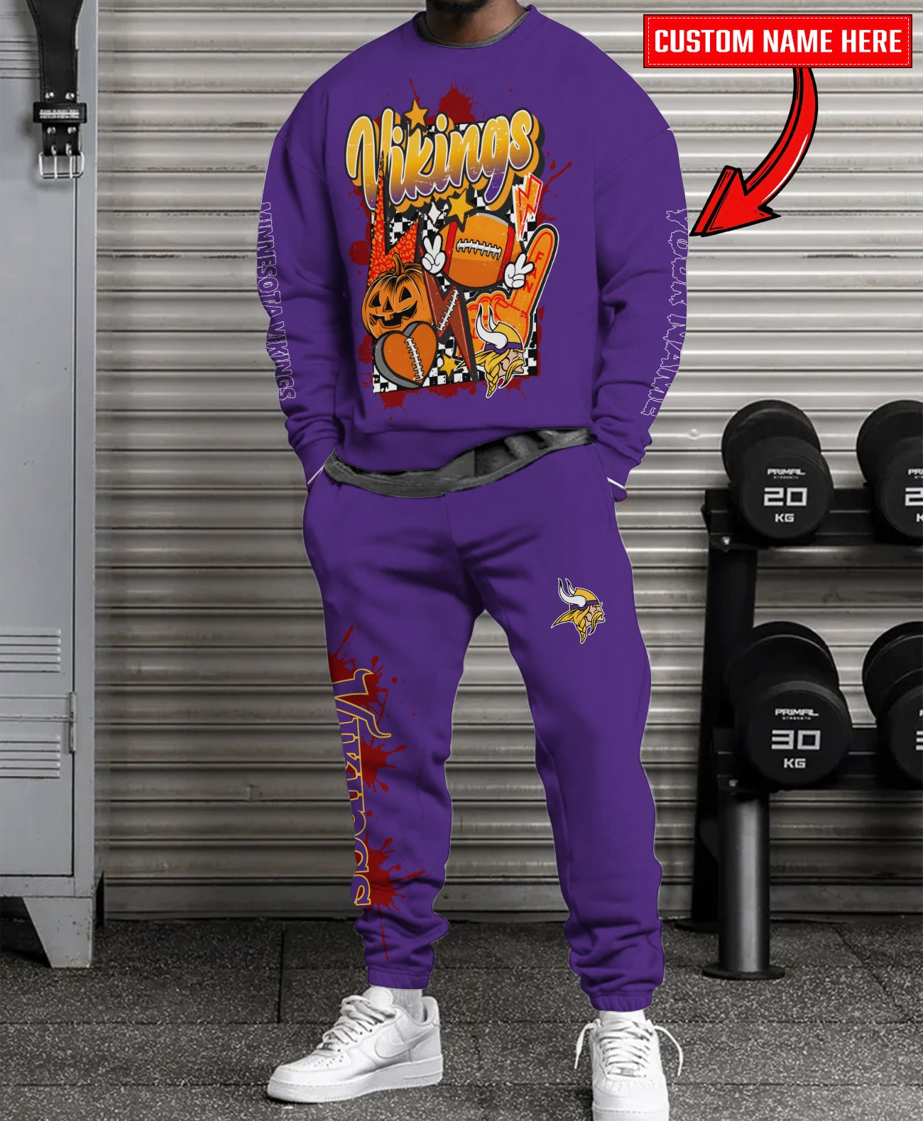 Minnesota Vikings Halloween Collection Unisex Sweatshirt And Sweatpants Set AZCASP000009Team Color
