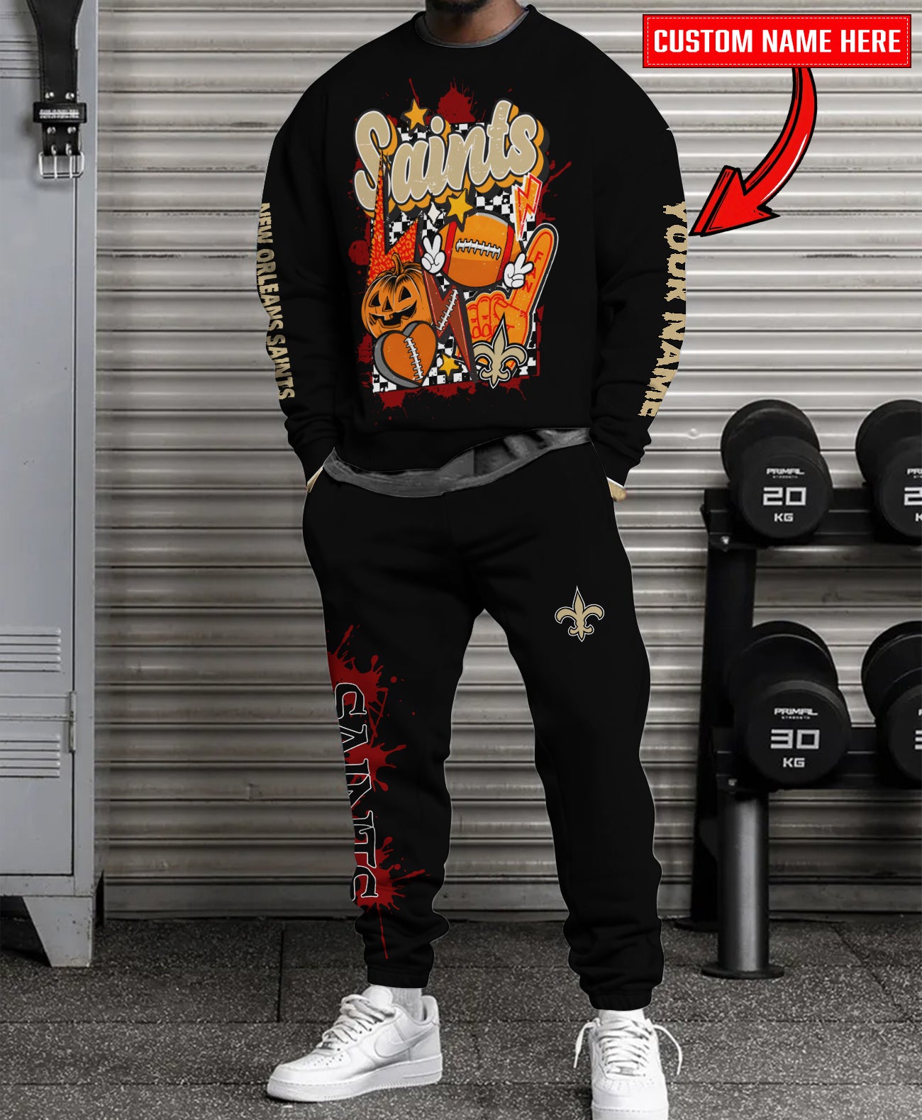 New Orleans Saints Halloween Collection Unisex Sweatshirt And Sweatpants Set AZCASP000010Black