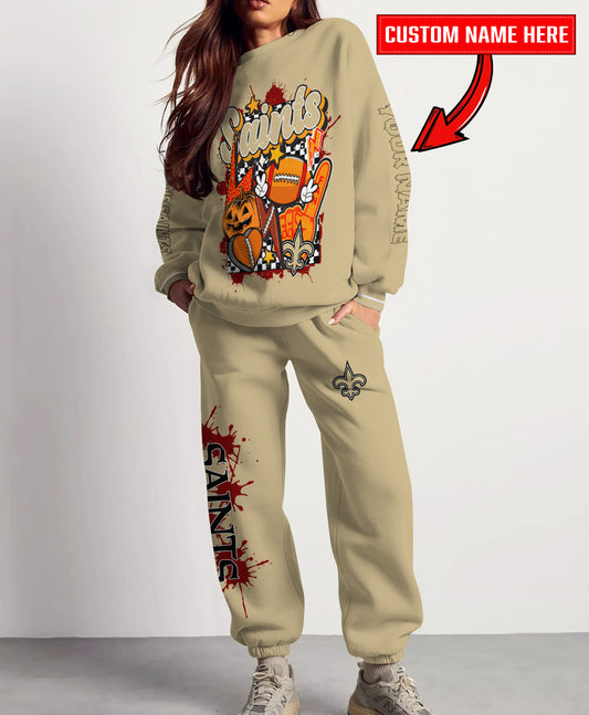 New Orleans Saints Halloween Collection Unisex Sweatshirt And Sweatpants Set AZCASP000010Team Color