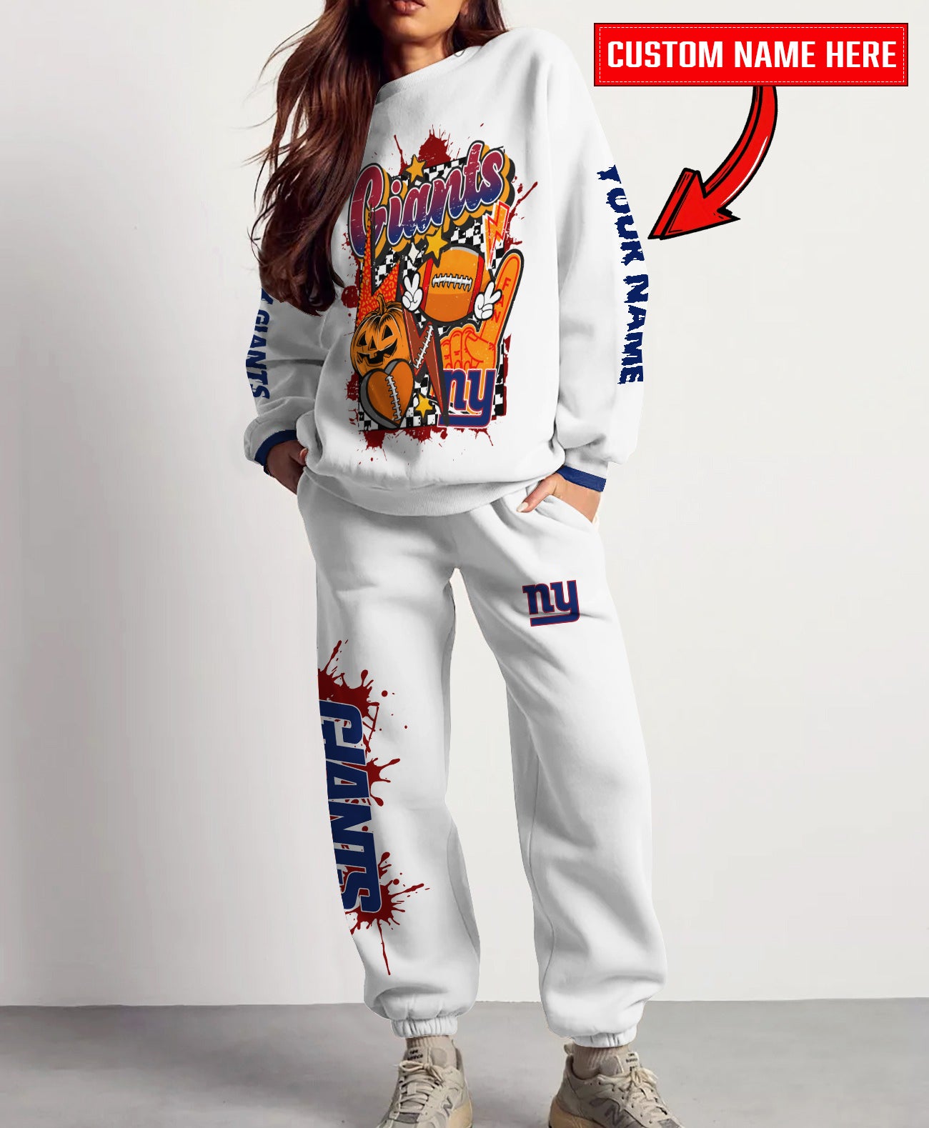 New York Giants Halloween Collection Unisex Sweatshirt And Sweatpants Set AZCASP000011White