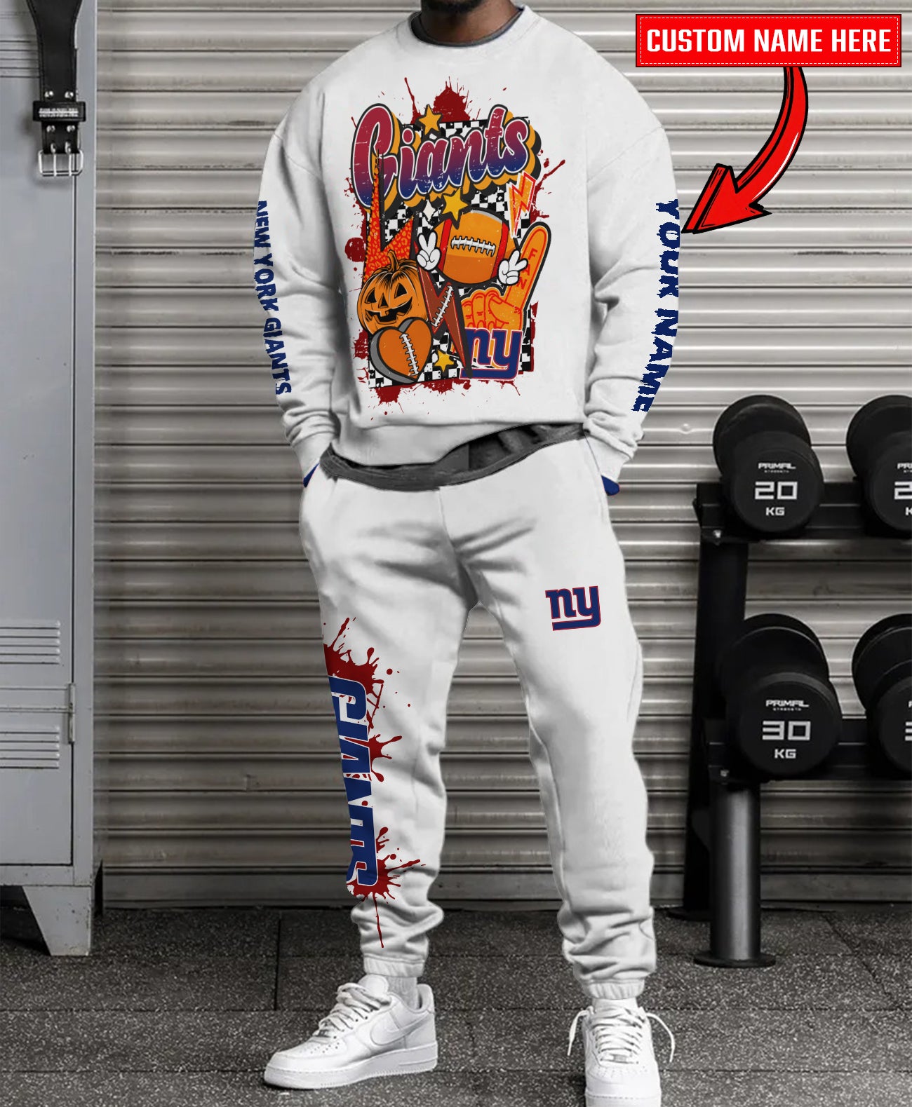 New York Giants Halloween Collection Unisex Sweatshirt And Sweatpants Set AZCASP000011White