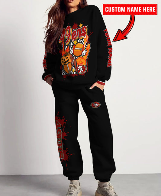 San Francisco 49ers Halloween Collection Unisex Sweatshirt And Sweatpants Set AZCASP000013Black