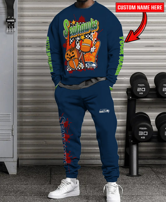 Seattle Seahawks Halloween Collection Unisex Sweatshirt And Sweatpants Set AZCASP000014Team Color