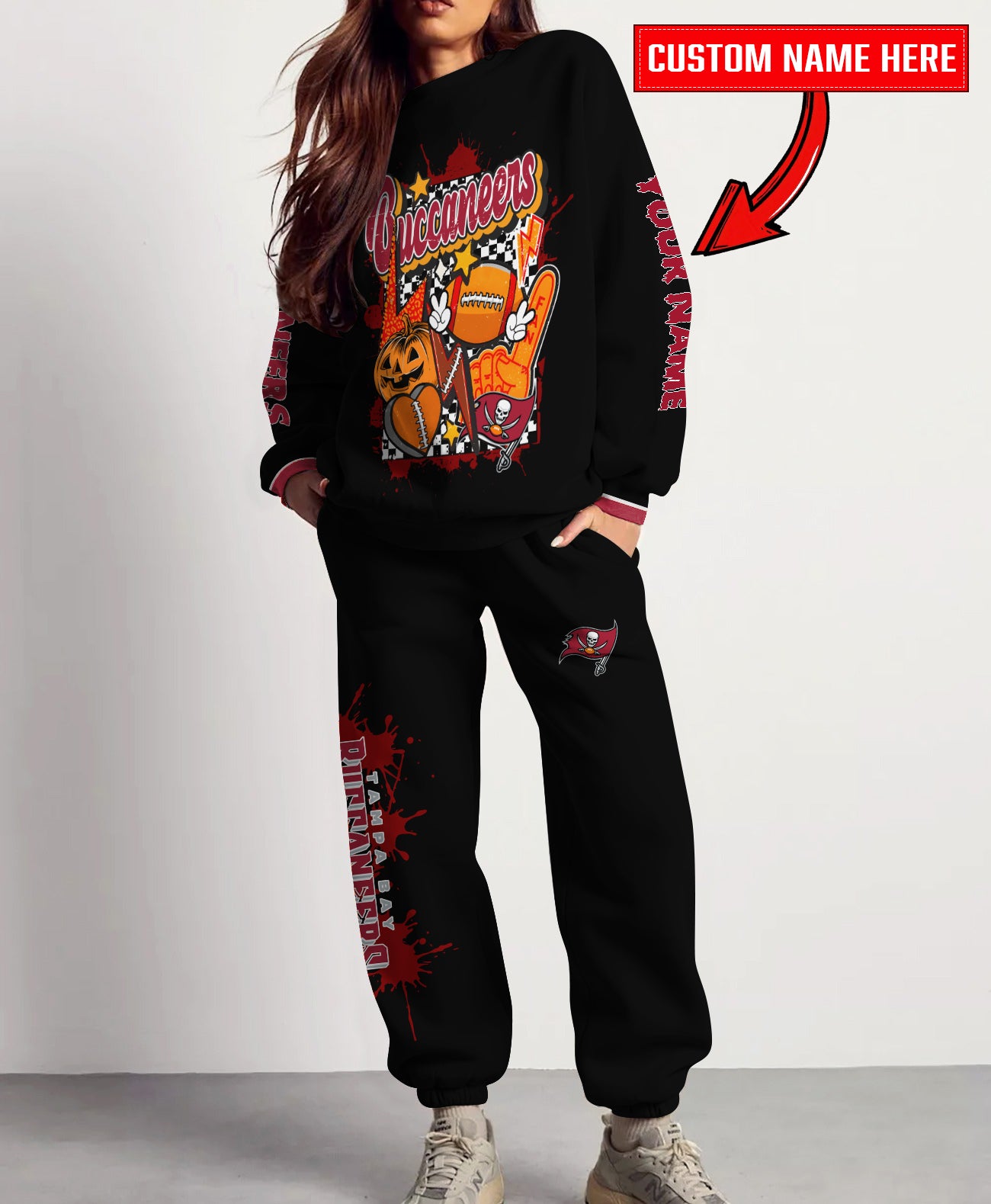 Tampa Bay Buccaneers Halloween Collection Unisex Sweatshirt And Sweatpants Set AZCASP000015Black