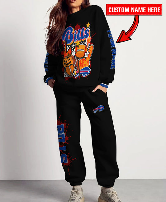 Buffalo Bills Halloween Collection Unisex Sweatshirt And Sweatpants Set AZCASP000018Black