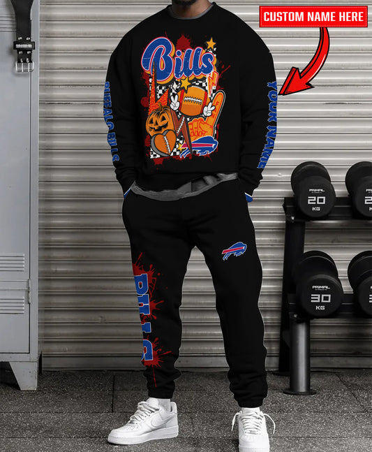 Buffalo Bills Halloween Collection Unisex Sweatshirt And Sweatpants Set AZCASP000018Black