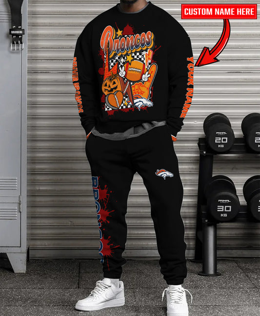 Denver Broncos Halloween Collection Unisex Sweatshirt And Sweatpants Set AZCASP000021Black