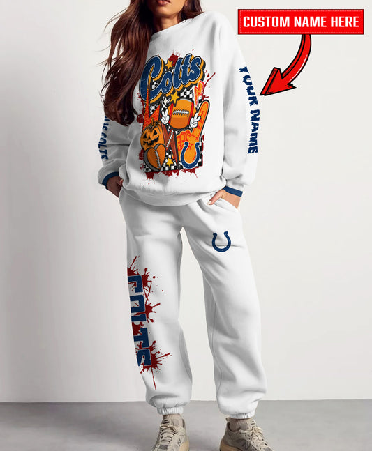Indianapolis Colts Halloween Collection Unisex Sweatshirt And Sweatpants Set AZCASP000023White