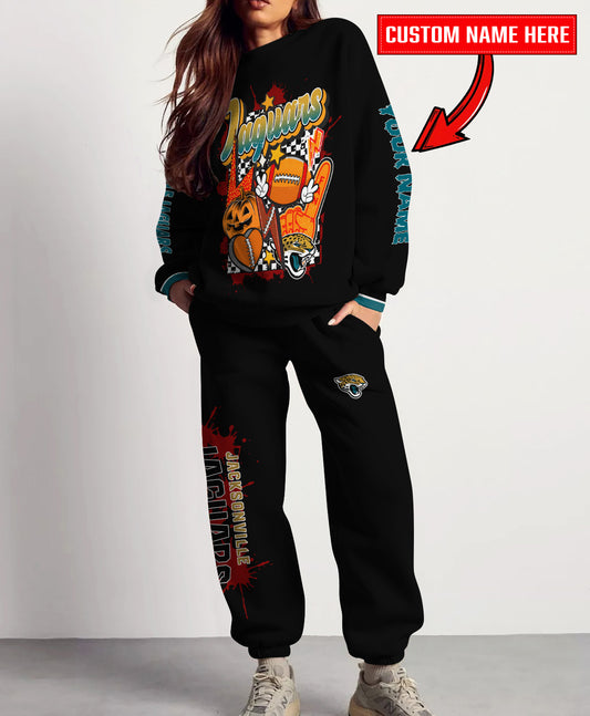 Jacksonville Jaguars Halloween Collection Unisex Sweatshirt And Sweatpants Set AZCASP000024Black