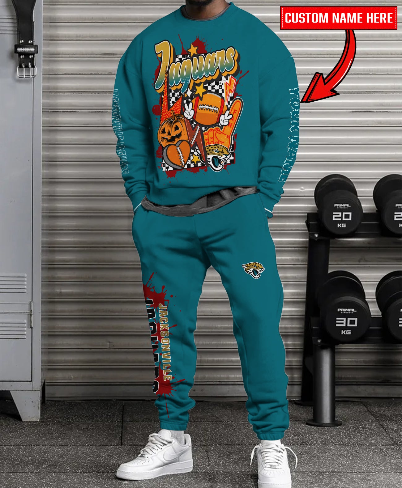 Jacksonville Jaguars Halloween Collection Unisex Sweatshirt And Sweatpants Set AZCASP000024Team Color