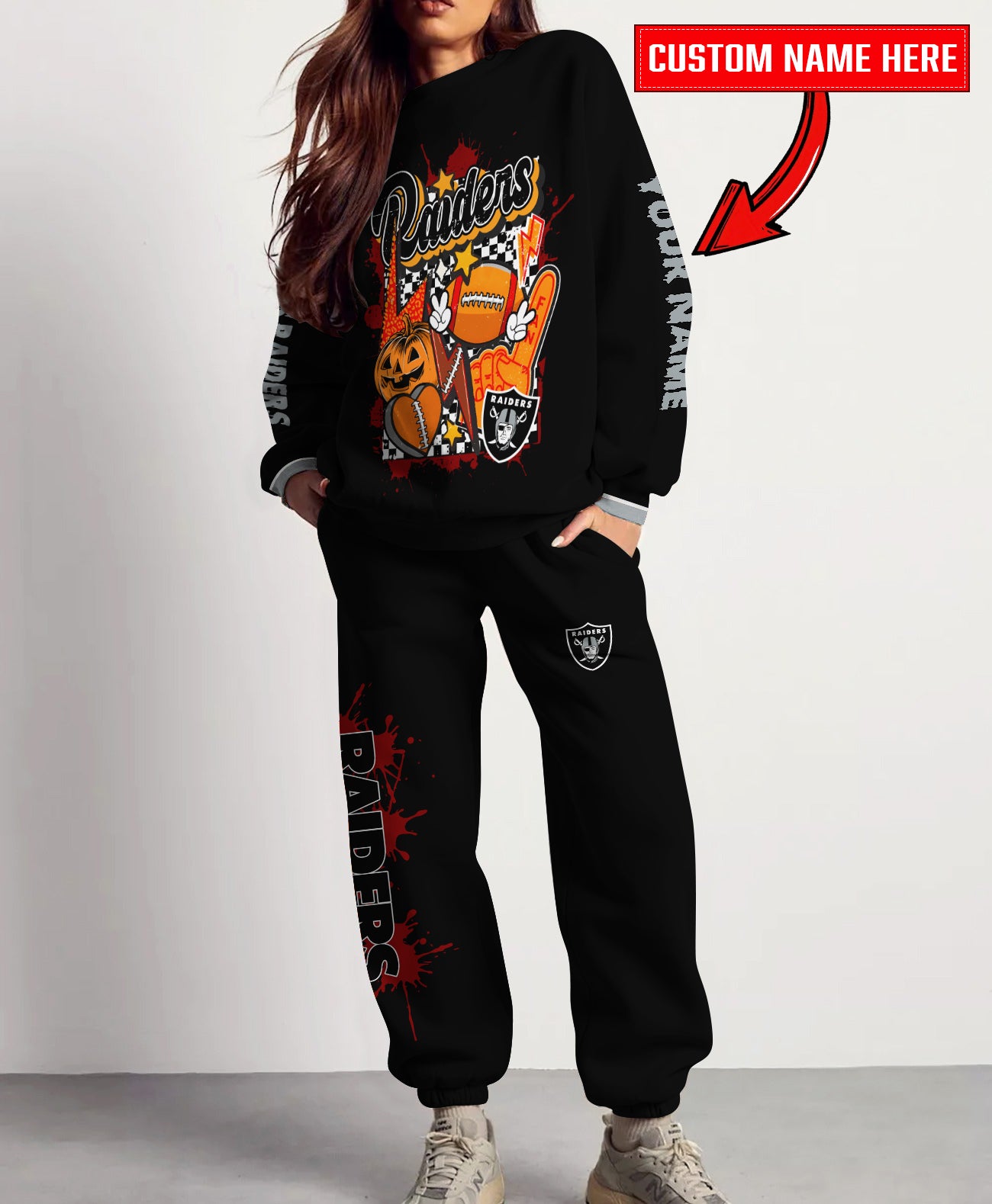 Las Vegas Raiders Halloween Collection Unisex Sweatshirt And Sweatpants Set AZCASP000026Black