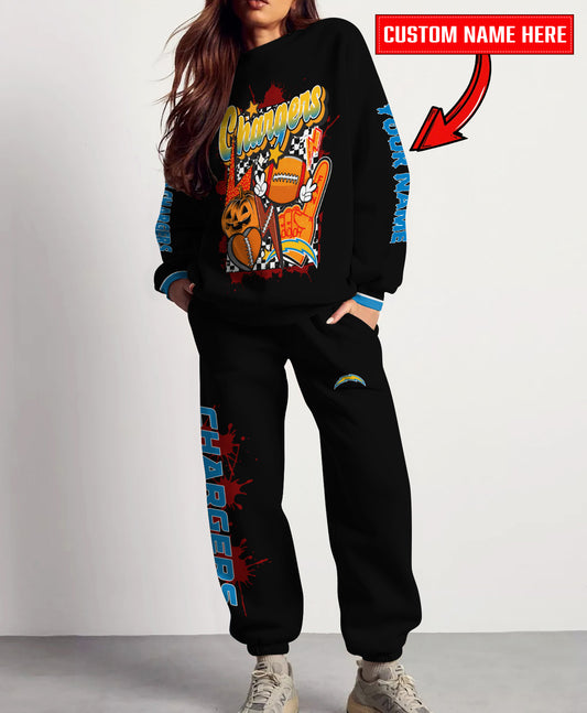 Los Angeles Chargers Halloween Collection Unisex Sweatshirt And Sweatpants Set AZCASP000027Black