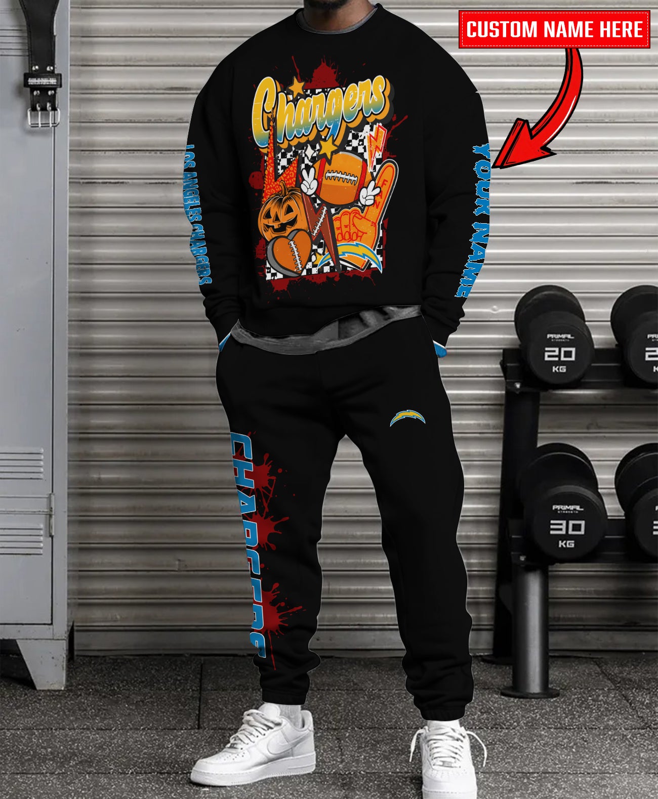 Los Angeles Chargers Halloween Collection Unisex Sweatshirt And Sweatpants Set AZCASP000027Black