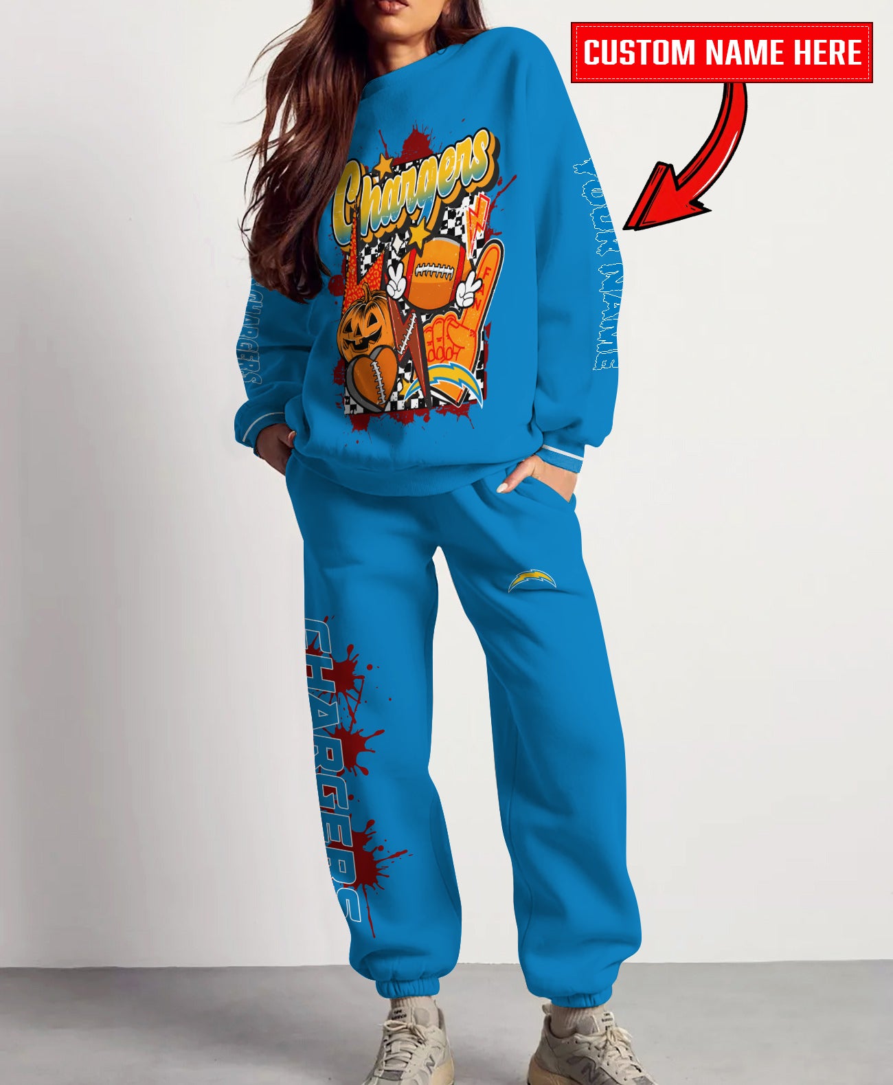 Los Angeles Chargers Halloween Collection Unisex Sweatshirt And Sweatpants Set AZCASP000027Team Color