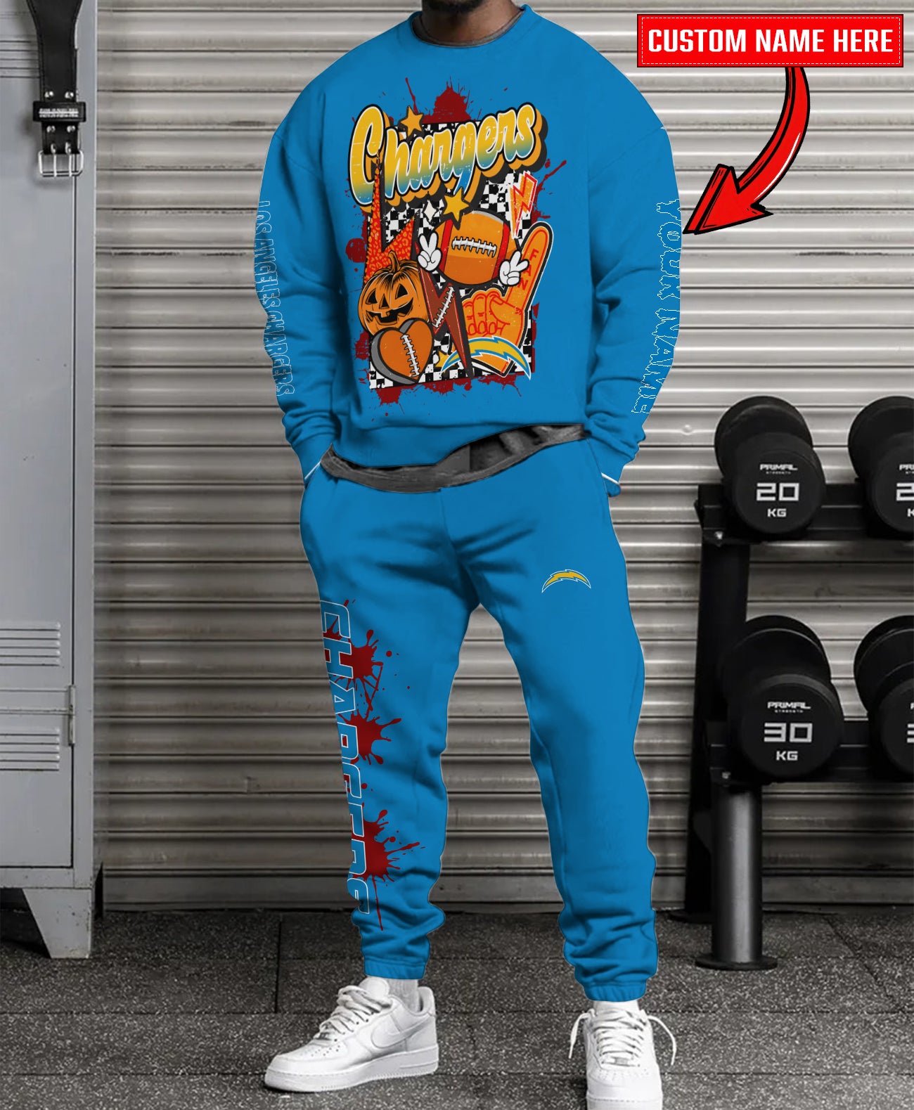 Los Angeles Chargers Halloween Collection Unisex Sweatshirt And Sweatpants Set AZCASP000027Team Color