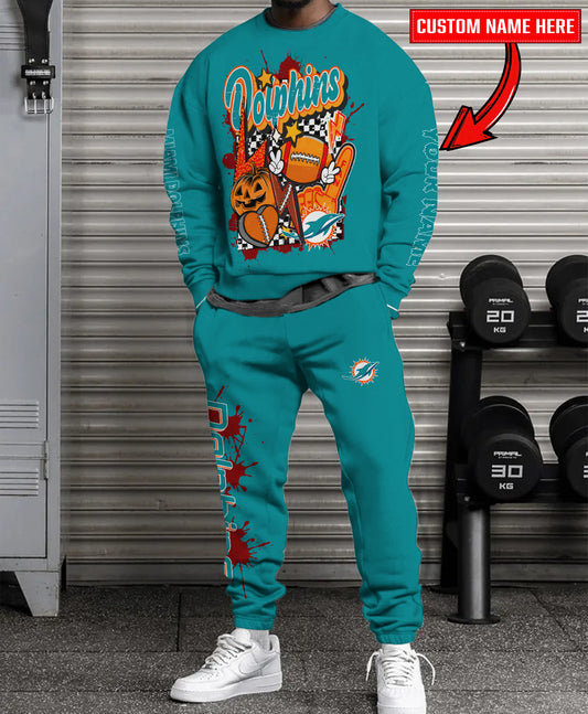Miami Dolphins Halloween Collection Unisex Sweatshirt And Sweatpants Set AZCASP000028Team Color