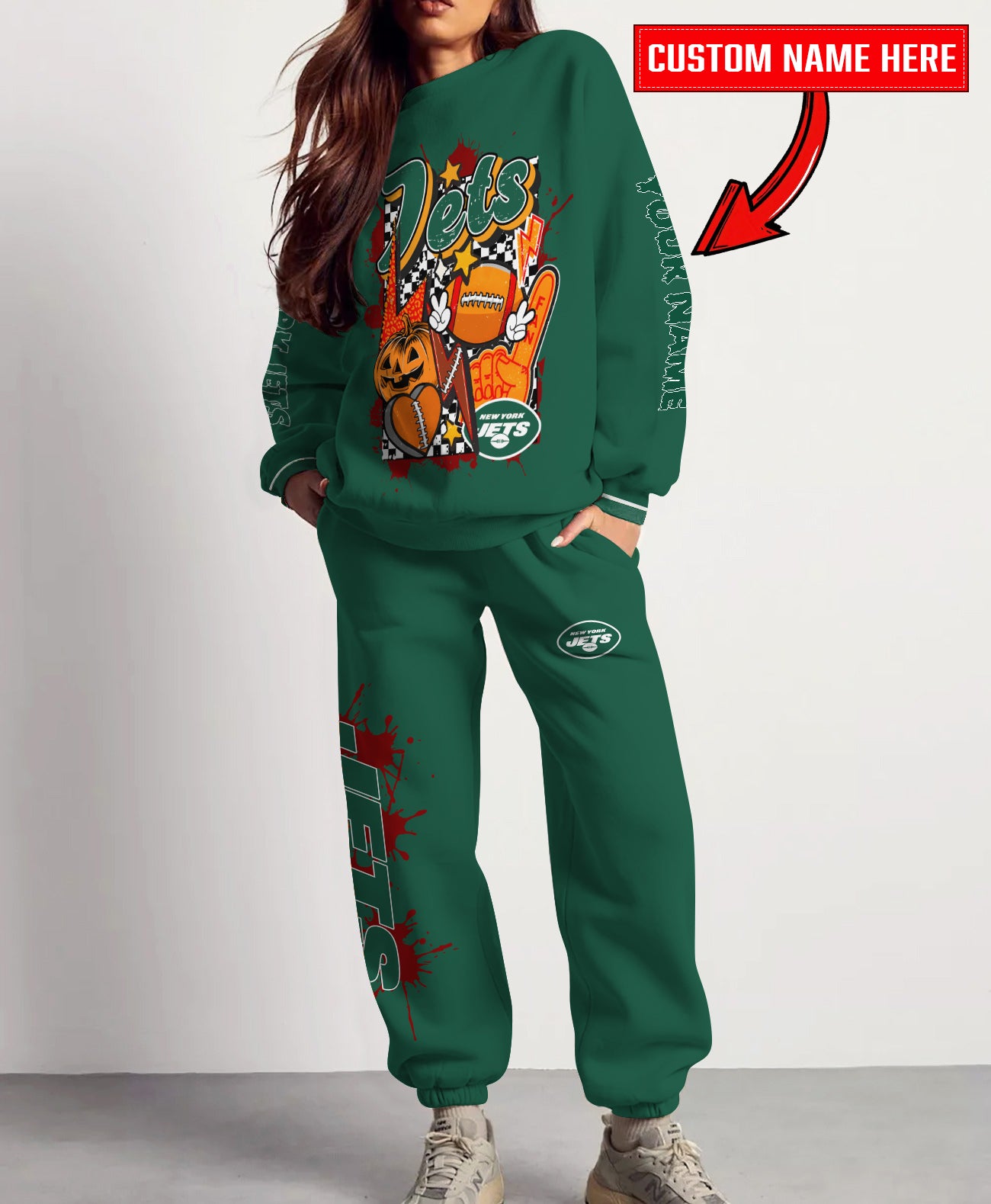 New York Jets Halloween Collection Unisex Sweatshirt And Sweatpants Set AZCASP000030Team Color
