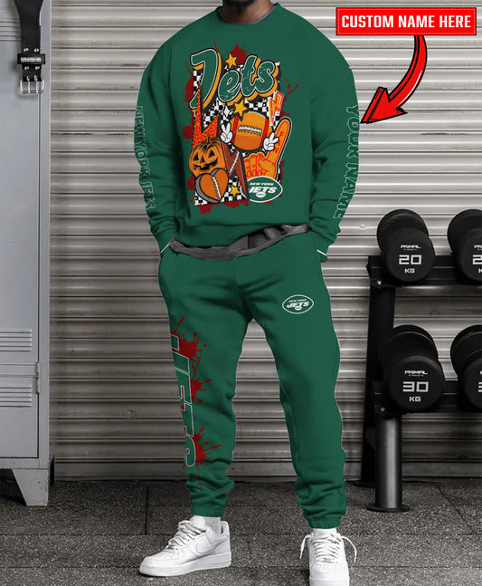 New York Jets Halloween Collection Unisex Sweatshirt And Sweatpants Set AZCASP000030Team Color