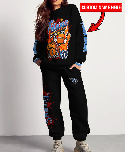Tennessee Titans Halloween Collection Unisex Sweatshirt And Sweatpants Set AZCASP000032Black