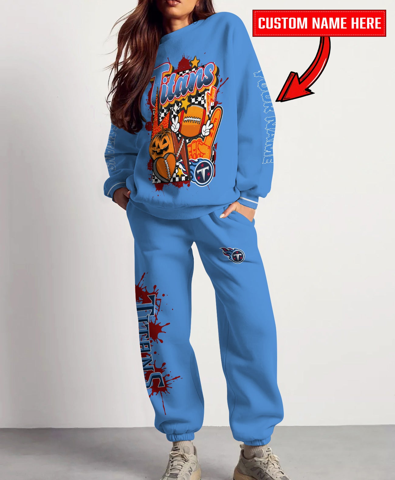 Tennessee Titans Halloween Collection Unisex Sweatshirt And Sweatpants Set AZCASP000032Team Color