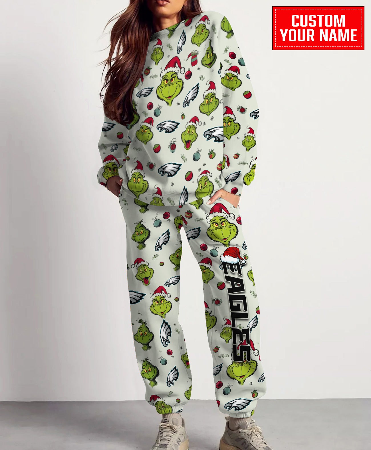 Philadelphia Eagles Christmas Pattern Sweatsuit And Sweatpants AZCASP000044