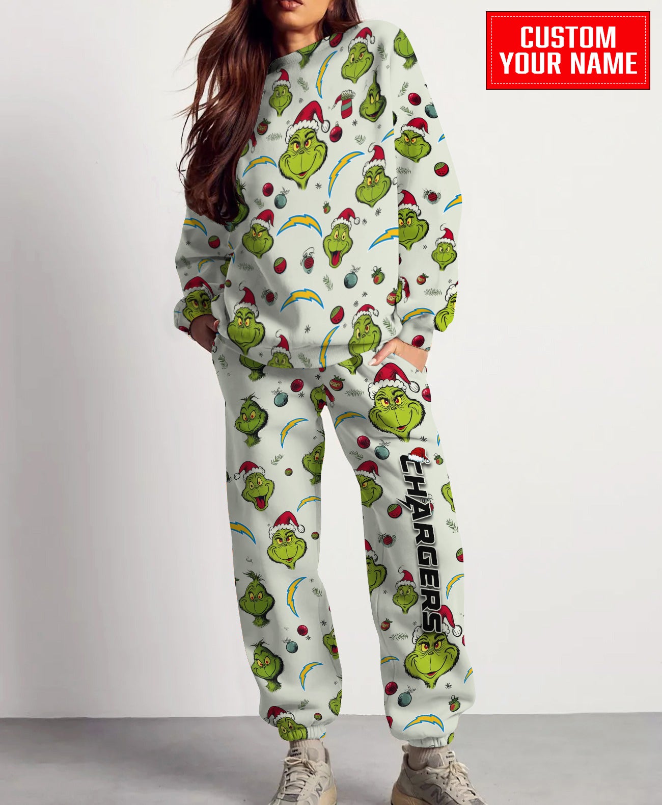 Los Angeles Chargers Christmas Pattern Sweatsuit And Sweatpants AZCASP000059