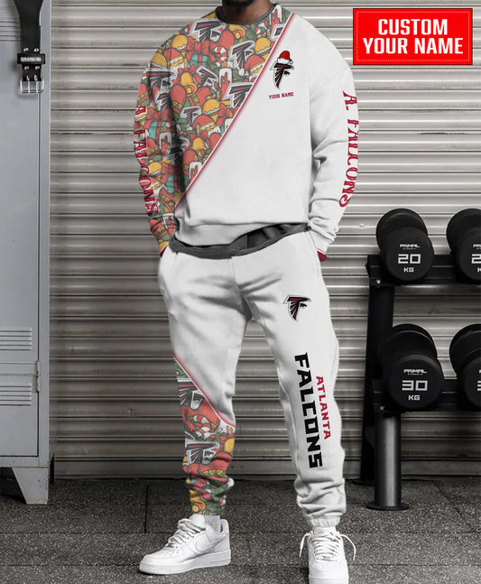 Atlanta Falcons Christmas Pattern Unisex Combo Sweatshirt And Sweatpants AZCASP000066White