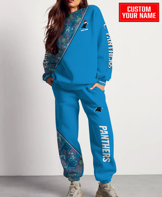 Carolina Panthers Christmas Pattern Unisex Combo Sweatshirt And Sweatpants AZCASP000067TeamColor