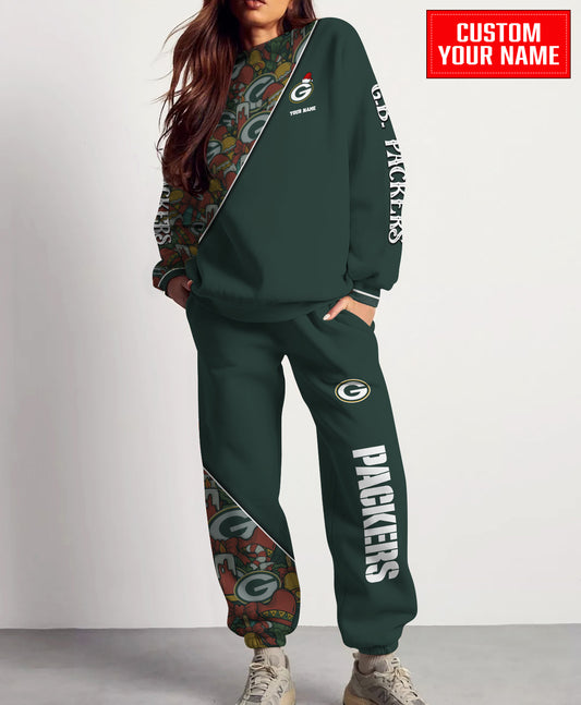 Green Bay Packers Christmas Pattern Unisex Combo Sweatshirt And Sweatpants AZCASP000071TeamColor