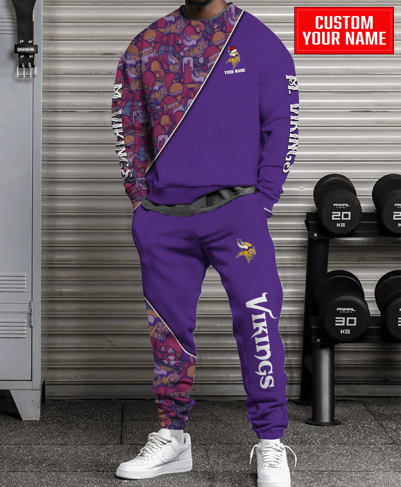 Minnesota Vikings Christmas Pattern Unisex Combo Sweatshirt And Sweatpants AZCASP000073TeamColor