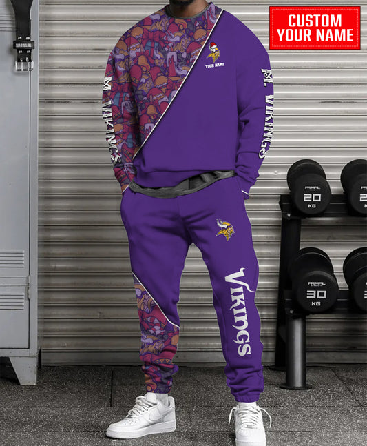 Minnesota Vikings Christmas Pattern Unisex Combo Sweatshirt And Sweatpants AZCASP000073TeamColor