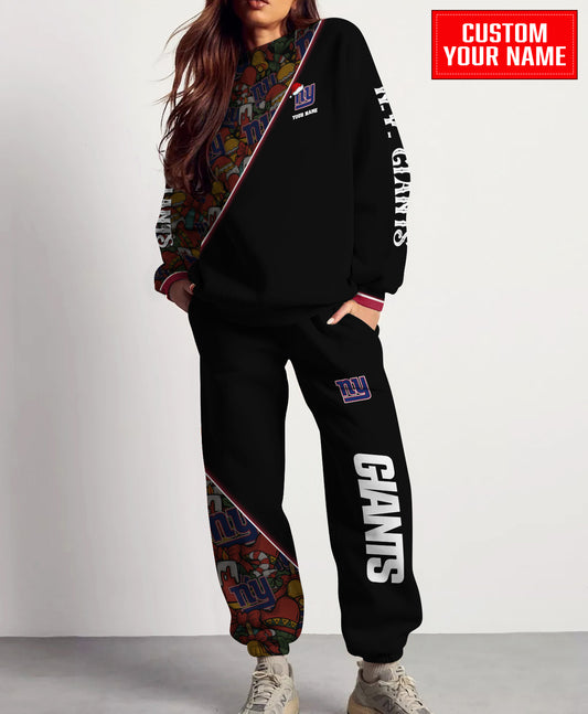 New York Giants Christmas Pattern Unisex Combo Sweatshirt And Sweatpants AZCASP000075Black