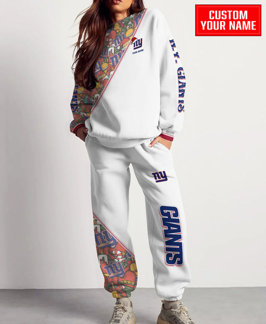 New York Giants Christmas Pattern Unisex Combo Sweatshirt And Sweatpants AZCASP000075White