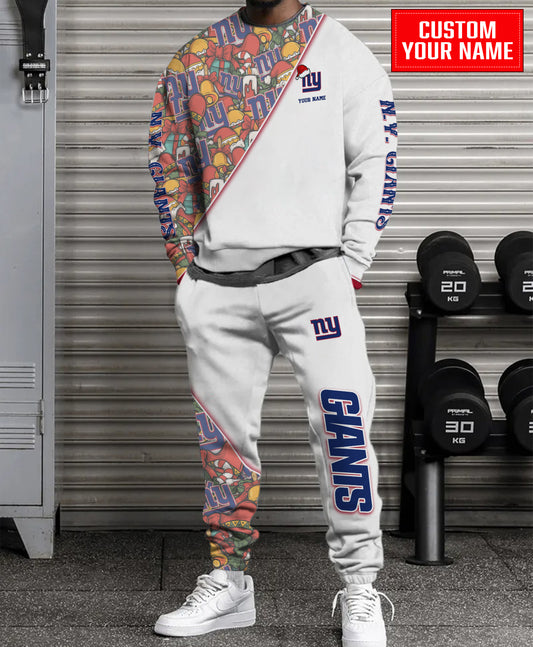 New York Giants Christmas Pattern Unisex Combo Sweatshirt And Sweatpants AZCASP000075White