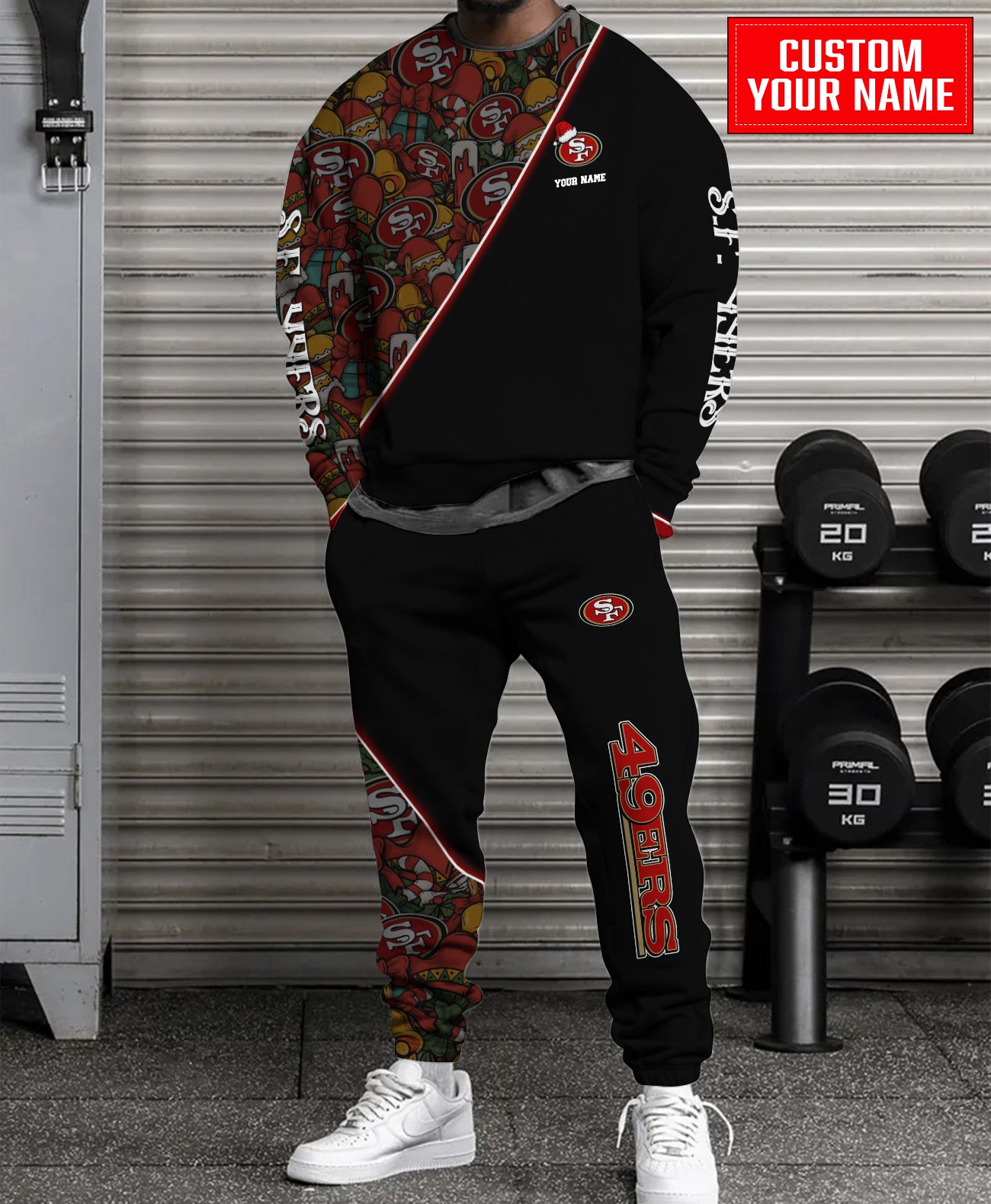 San Francisco 49ers Christmas Pattern Unisex Combo Sweatshirt And Sweatpants AZCASP000077Black