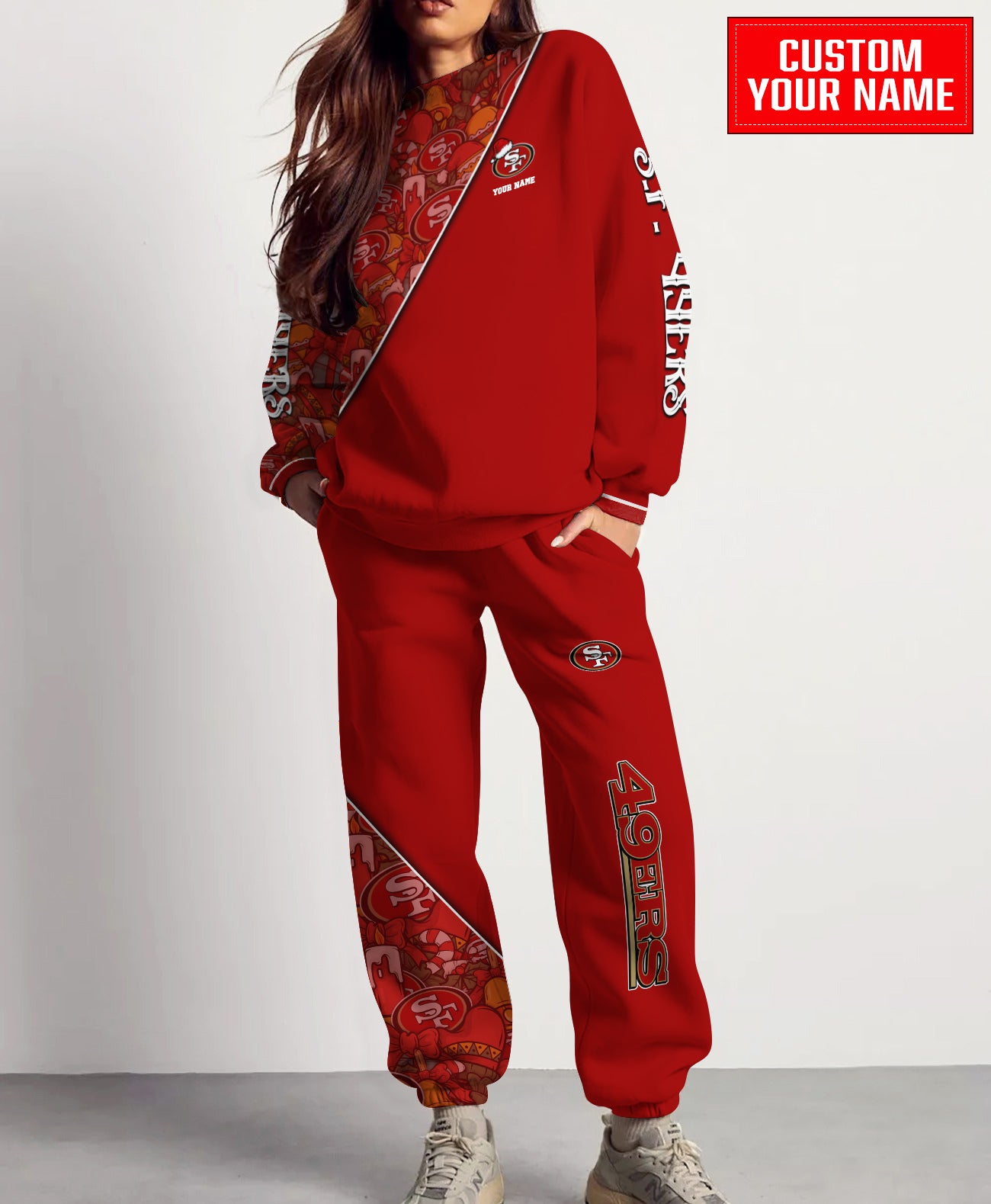 San Francisco 49ers Christmas Pattern Unisex Combo Sweatshirt And Sweatpants AZCASP000077TeamColor