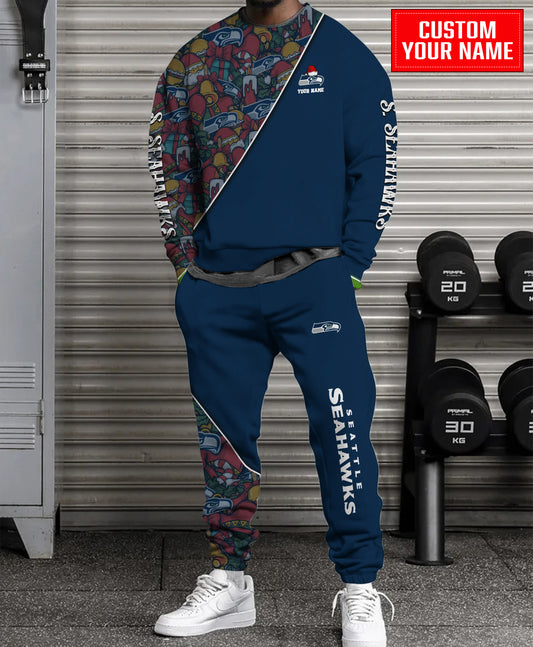 Seattle Seahawks Christmas Pattern Unisex Combo Sweatshirt And Sweatpants AZCASP000078TeamColor