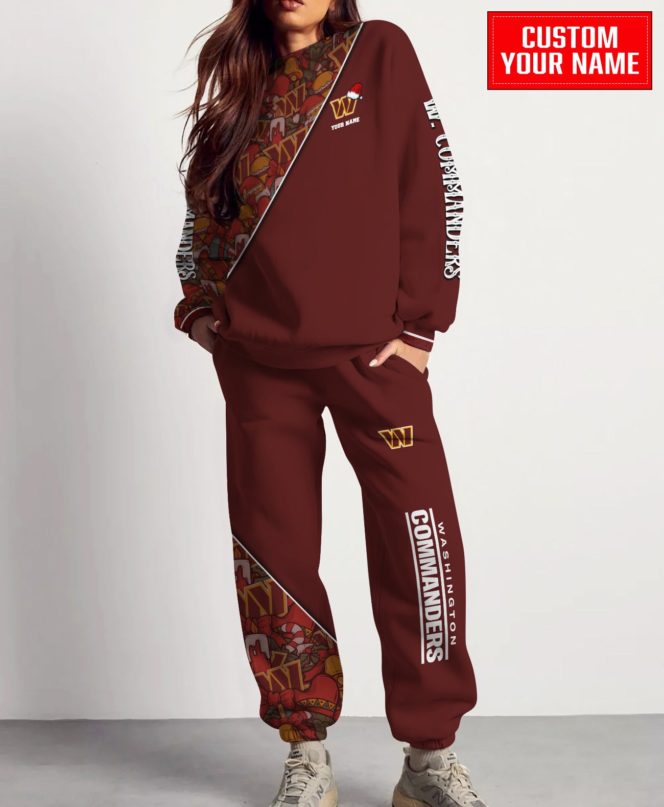 Washington Commanders Christmas Pattern Unisex Combo Sweatshirt And Sweatpants AZCASP000080TeamColor