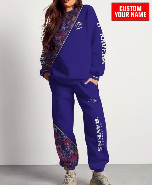 Baltimore Ravens Christmas Pattern Unisex Combo Sweatshirt And Sweatpants AZCASP000081TeamColor